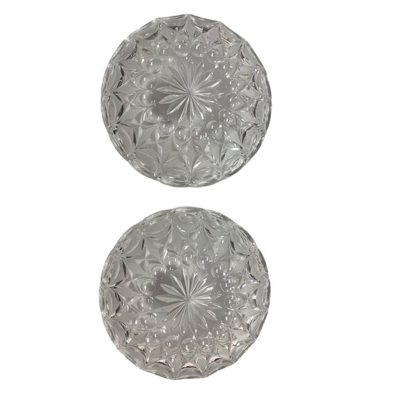 Vintage Glass Thumbprint Scalloped Edge Dish Round Starburst & Scalloped Design - Picture 4 of 8